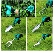 XIXIDIAN Gardening Tool Set 9 Pcs, Aluminum Alloy Garden Hand Tools Set with Garden Gloves & Rubber Handle Gardening Gifts for Women Men