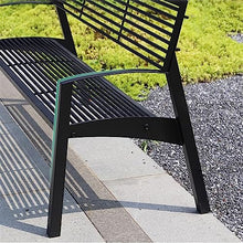 Park Patio Seat Garden Benches Park Chairs with Armrest, Durable Steel Frame Terrace Bench with Round Tube Backrest and Seats, Modern Leisure Chairs Garden Furniture Furniture