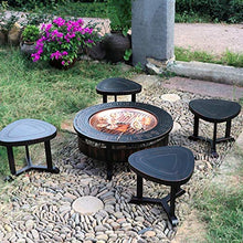 Fire Pits Outdoor 32-inch Bonfire Pit, Wood Burning Fire Bowl, Grill with Mesh Spark Screen Cover Grate Poker