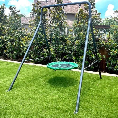 gobaplay Single Swing Set with Round Platform Tree Swing