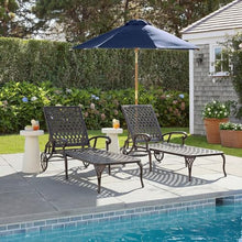 Andehomy Cast Aluminum Outdoor Chaise Lounge Chair with Wheels, Patio Chaise Lounge with 3-Position Adjustable Backrest, Tanning Chair Reclining Chair for Poolside, Bronze (Set of 2)