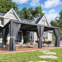 Jolydale Louvered Pergola 12ft x 20ft Aluminum with Adjustable Top Gray
