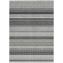 HomeRoots Black Striped Washable Non-Skid Indoor Outdoor Area Rug 9' x 12'