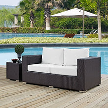 Modway Convene Wicker Rattan Outdoor Patio Loveseat in Espresso White