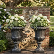 Merax 2 Set 15.94" H Classical Scroll & Fluted Pedestal Urn Planter