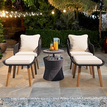 Patio Furniture Set with Small Outdoor Table, Patio Bar Set w/ Sillas para Balcon, Sillas para Patio Exterior, Premium PP Rope Weaving Chairs, 350 lbs Capacity, 5-Piece Set for Backyard (Beige+Black)
