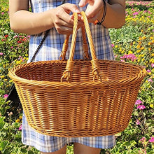 Small Picnic Basket Handmade Imitation Rattan Picnic Basket with Handle Camping Picnic Willow Weaving Storage Hamper Outdoor Fruit Holder (Color : 2) (1)
