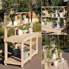 Bakufu Outdoor Garden Potting Bench Open Shelf 4 Layer Multifunction Storage Brown
