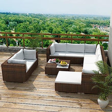 QINXIXINAIXI Garden Furniture Set Brown Acacia Wood 9 Piece Foldable Seating Sets Patio Poolside Modern Outdoor