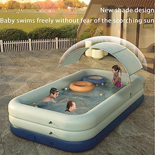 XQZMZSCP Large Inflatable Swimming Pool with Canopy, Foldable Family Large Outdoor Adult Swimming Pool, Automatic Inflation, Safety Fence (Pink 2.1m)
