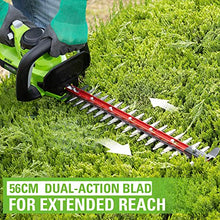 Greenworks Cordless Brushless Hedge Trimmer 24V G24HT56II, 56cm Dual Action Blade, Cuts up to 25.4mm Thick Branches and Stems 3000 SPM Without Battery & Charger