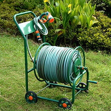 CFDZCP Outdoor Garden Hose Reel Garden Water Hose Reel Cart 4 Wheel ，Manual Crank Garden Hose Holder Green ， Outside Water Pipe Rack for Glass Cleaning, Flowers and Agricultural Irrigation