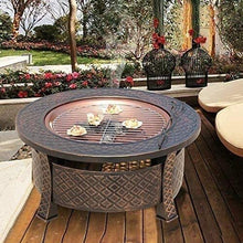 Garden Fire Pit Portable Grill Barbecue Rack Outdoor Fire Pit -32 Inch Large Bonfire Wood Burning Patio & Backyard Firepit for with Round Spark Screen for Camping Backyard