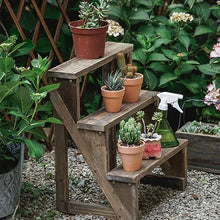 Outdoor Cedar Wood Vintage Floor Flower Rack Garden Flower Store Three Small Ladder Frame Flowerpot Stand Indoor Flower Stand For Living Room Patio Balcony Planter Classical Ladder Plant Holder