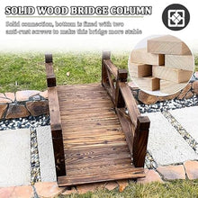 TT-YEL Japanese Style Curved Wooden Pond Bridge, Outdoor Lawn Pond Bridge Walkway, Classic Wooden Arch with Safety Railing, Brown Footbridge, Carbonized Craft,Total Length 200cm