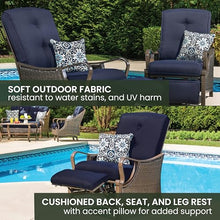 Hanover Ventura Brown Wicker Outdoor Recliner Chair with Cushions and Accent Pillow, Luxury All-Weather Outdoor Patio Recliner Chair with Rust Resistant Steel Frames for Deck, Backyard, Pool Side