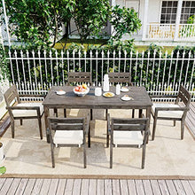 LOUHME 7-Piece Outdoor Patio Dining Table Set with Acacia Wood Table & Chairs Grey