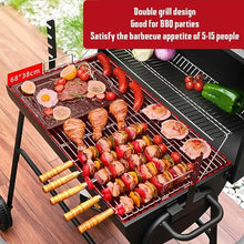 Charcoal Barbecue, Portable Barrel Barbecue with Warming Rack, Air Vents & Wheels, Barrel Charcoal BBQ Grill With Lid Cover, Built-in Temperature Gauge, for Grilling Meat, Fish & Vegetables