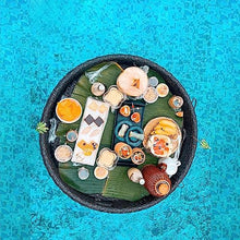 Southeast Asian Style Swimming Pool Tray, Handmade Rattan Dinner Plate, Aluminum Alloy Frame Wine Tray, Suitable for Pool Parties, Weddings,Black,100CM