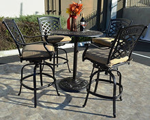 theWorldofpatio St. Augustine 5 Piece Cast Aluminum Bar Set with 36" Table Antique Bronze