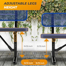 OUTTANS Heavy-Duty Outdoor Metal Bench (6 Ft - Portable with Back, Blue)