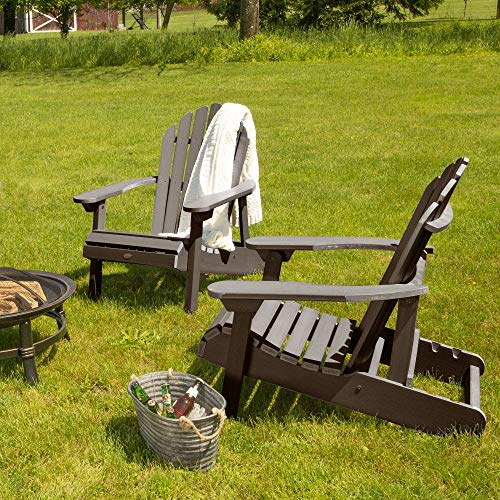 Highwood Hamilton Folding and Reclining Adirondack Chairs 2-Piece Set Weathered Acorn