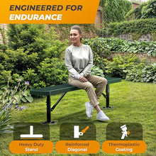 OUTTANS Heavy-Duty Outdoor Metal Bench (6 Ft - Surface, Green)