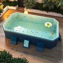 118" Foldable PVC Swimming Pool, Portable Above Ground Family Pool, Blue