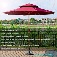 3WWWQMAA8 Patio Umbrella, Outdoor Red Market Table Umbrella Double Parasol with Crank Lift and 8 Ribs, 9ft/2.7m Sunshade for Garden/Lawn/Deck