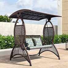 HAOKAZLBR Large Outdoor Porch Swing Garden Patio Swing Chair Porch Swing with Stand Outside Furniture Outdoor Sunshade Swing Chair, Rattan Adjustable Ceiling with Cushion Armchair