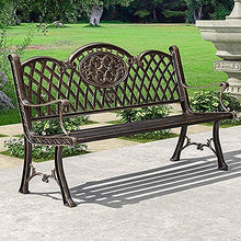 KLYCHF Garden Bench Outdoor Bench Patio Bench Front Porch Furniture Park Terrace Bench Outdoor Bench Weatherproof Cast Aluminum Retro Garden Bench Dec