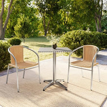 Flash Furniture Lila 23.5'' Square Aluminum Indoor-Outdoor Table Set with 2 Beige Rattan Chairs