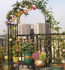 Gyken Iron Garden Arch with Bench, Stable Garden Arbor, Pergola Trellis for Climbing Plant, Grape Vines Archway, Extra Wide 45inch / 3.8ft Seat for 2 People