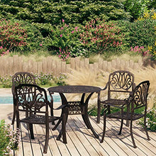 YITHOPI Patio Bistro Set,Cast Aluminum Bistro Table Set Outdoor Dining Table with Umbrella Hole for Porch, Lawn, Garden, Backyard, Pool,5 Piece Bistro Set Cast Aluminum Bronze(Fast Delivery)