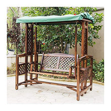 ELUKHT Creative Hotel Patio Porch Swing Glider with Stand Wooden Garden Swing Outside Furniture Patio Swing Outdoor Lounge Chair Outdoor Swing Chair Bench Perfect Set