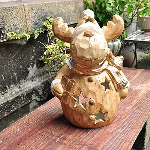 ZEELYDE Garden Ornaments Decor Statue Outdoor,for Friends Gifts Art Ornaments Decor Crafts Figurines Collectible Prop Garden Statue Large Imitation Wood Fawn Candlestick Gardening Christmas