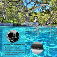 BSNANCA Pool Rail 31.5" Pool Railing 304 Stainless Steel Silver Pool Handrail Humanized Swimming Pool Handrail with Blue Grip Cover, 2Pcs,ARA (ARG)