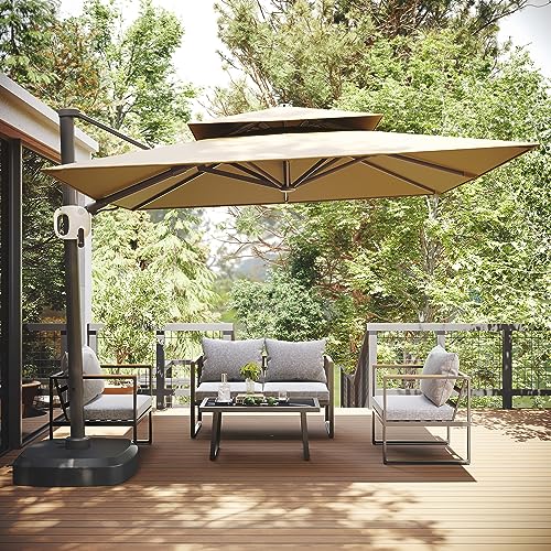 EAST OAK 10ft Square Patio Umbrella Tan
