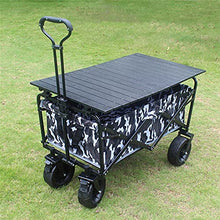 Freestanding Garden Cart Outdoor l Folding Beach Wagon Portable Heavy-Duty Shopping Carts for Groceries with Aluminum Alloy Folding Table Accessories (Black and White)