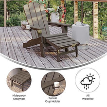 Flash Furniture HDPE Adirondack Chair with Cup Holder and Ottoman, Brown