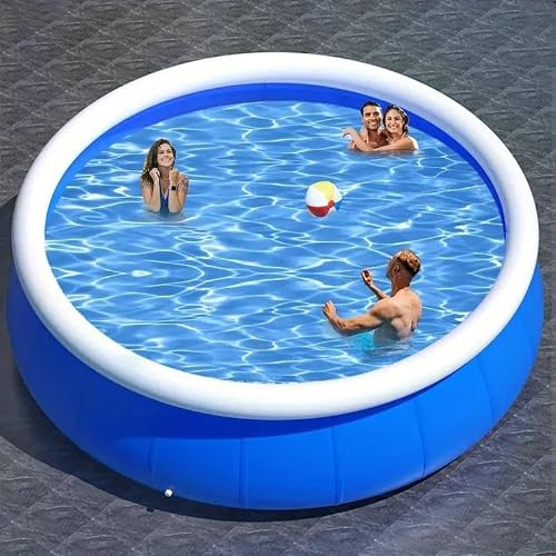 12FT Inflatable Swimming Pool, PVC Above Ground Family Pool, Blue