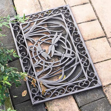 GTPBAO Heavy Duty Cast Iron Doormat, 23.2×14.6 in, Rectangle Non-Slip Entrance Shoe Scraper Mat for Garden Patio, Vintage Dragonfly Design