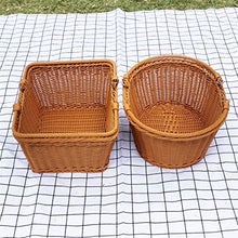 Small Picnic Basket Handmade Imitation Rattan Picnic Basket with Handle Camping Picnic Willow Weaving Storage Hamper Outdoor Fruit Holder (Color : 2) (1)