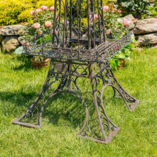 Zaer Ltd. Fancy Eiffel Tower-Inspired Two-Tiered Metal Plant Stand (Copper Brown, 9 Feet Tall)