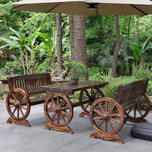 WXXSHGDW Outdoor Bench Wooden Wheel Bench, 2-3 Person Garden Benche Wagon Solid Wood Seat, Patio Bench Weather Resistance for Yard Lawn Entryway Deck (Size : 118cm/46in)