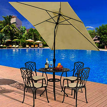 USZWBY Beige 8 Feet Rectangular Market Umbrella with Crank Handle & Tilt,Outdoor Shades Canopy Parasols for Garden,Patio Tables,Beach & Pool (Beige 2M×3M)