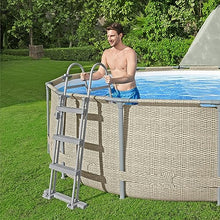 Bestway Power Steel 13' x 42" Round Above Ground Swimming Pool Set with Canopy Brown Wicker Print