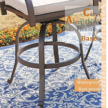 Sophia & William 3 Pieces Cast Aluminum Patio Bar Set with Square Bar Table and 2 Swivel Chairs