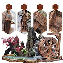Wooden Fountain Wheel Water Wheel Fountain Feng Shui Wheel Waterfall Wheel Retro Country Decoration Water Pump Design Fountain Balcony Garden Garden (Size : 60cm(23.6inch))