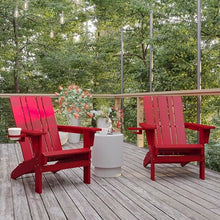 Flash Furniture HDPE Adirondack Chair with Cup Holder, Red, 2-Pack